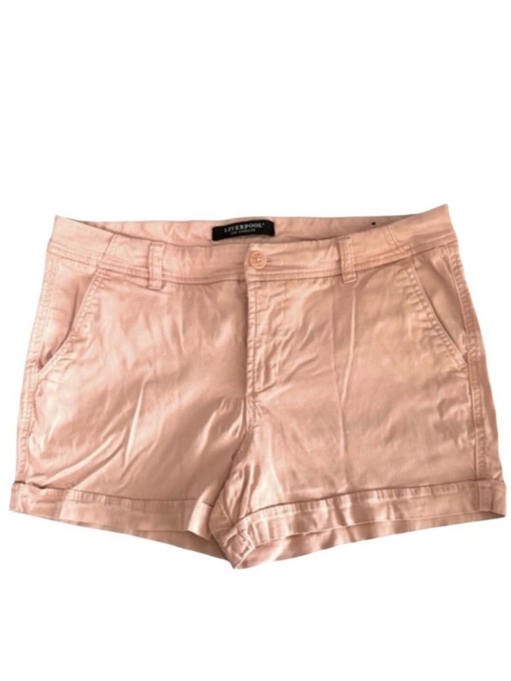 Liverpool High Waist Shorts 4 Inch Cotton Blend Light Salmon Pink Size 12